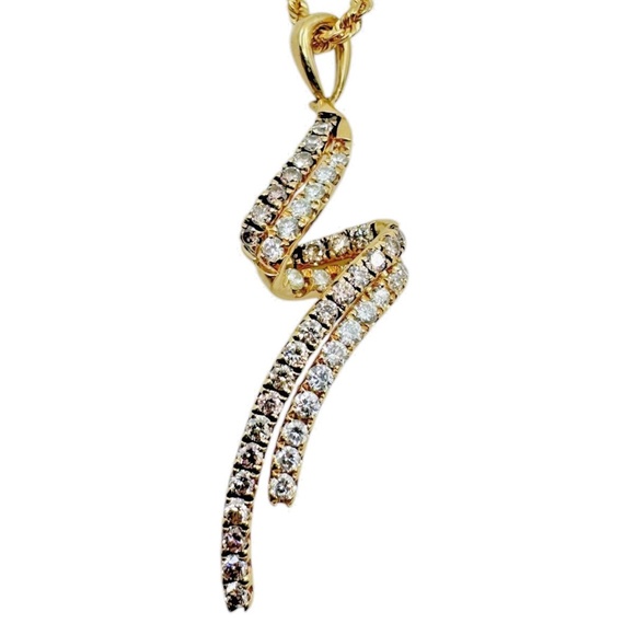 Le Vian 14K Approx 1.00Ct Chocolate & Vanilla Diamond Ribbon Necklace 6.1 dwt - Picture 1 of 9